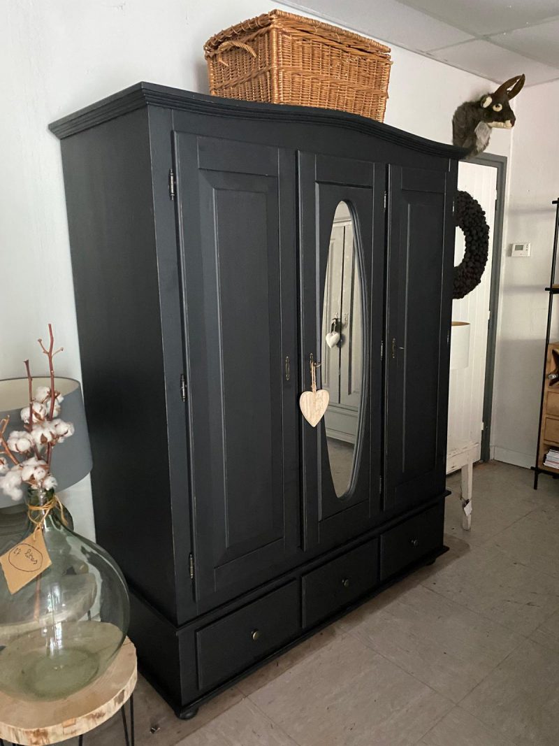 Brocante 3 deurs kast Noir